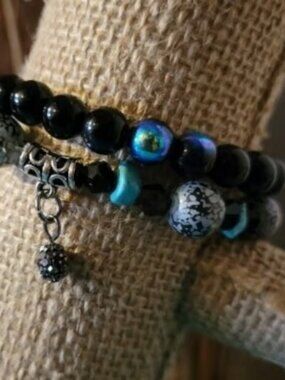 Midnight Blue & Turquoise Beaded Bracelet